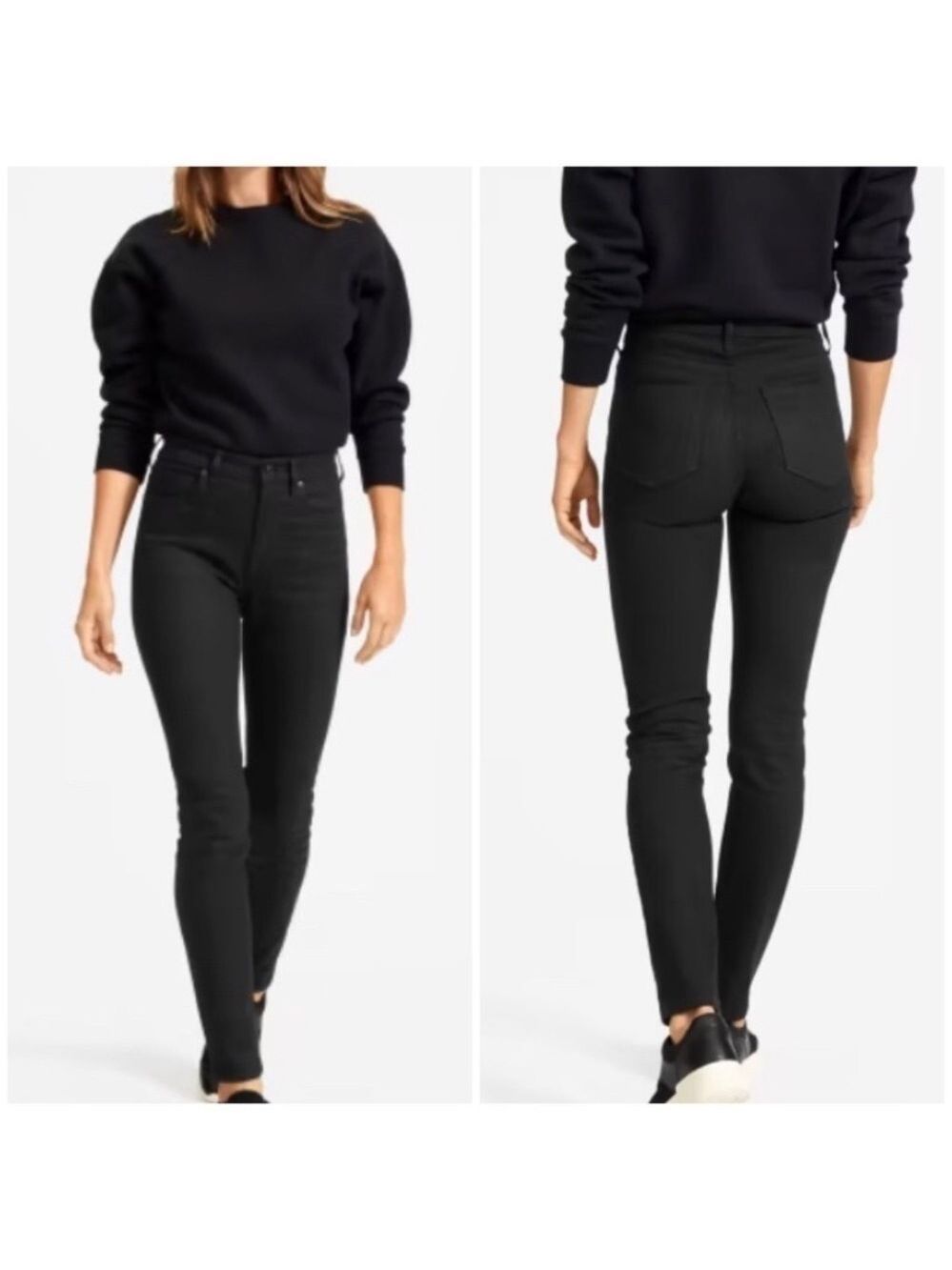 Everlane High Rise Skinny Ankle Jeans in Black